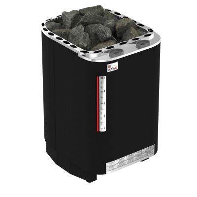 SAWO Электрическая печь Savonia напольная со встр. парогенератором, 10,5 кВт, нерж. сталь, фибропокрытие, черная, выносной пульт (пульт и блок мощности докупаются отдельно)
